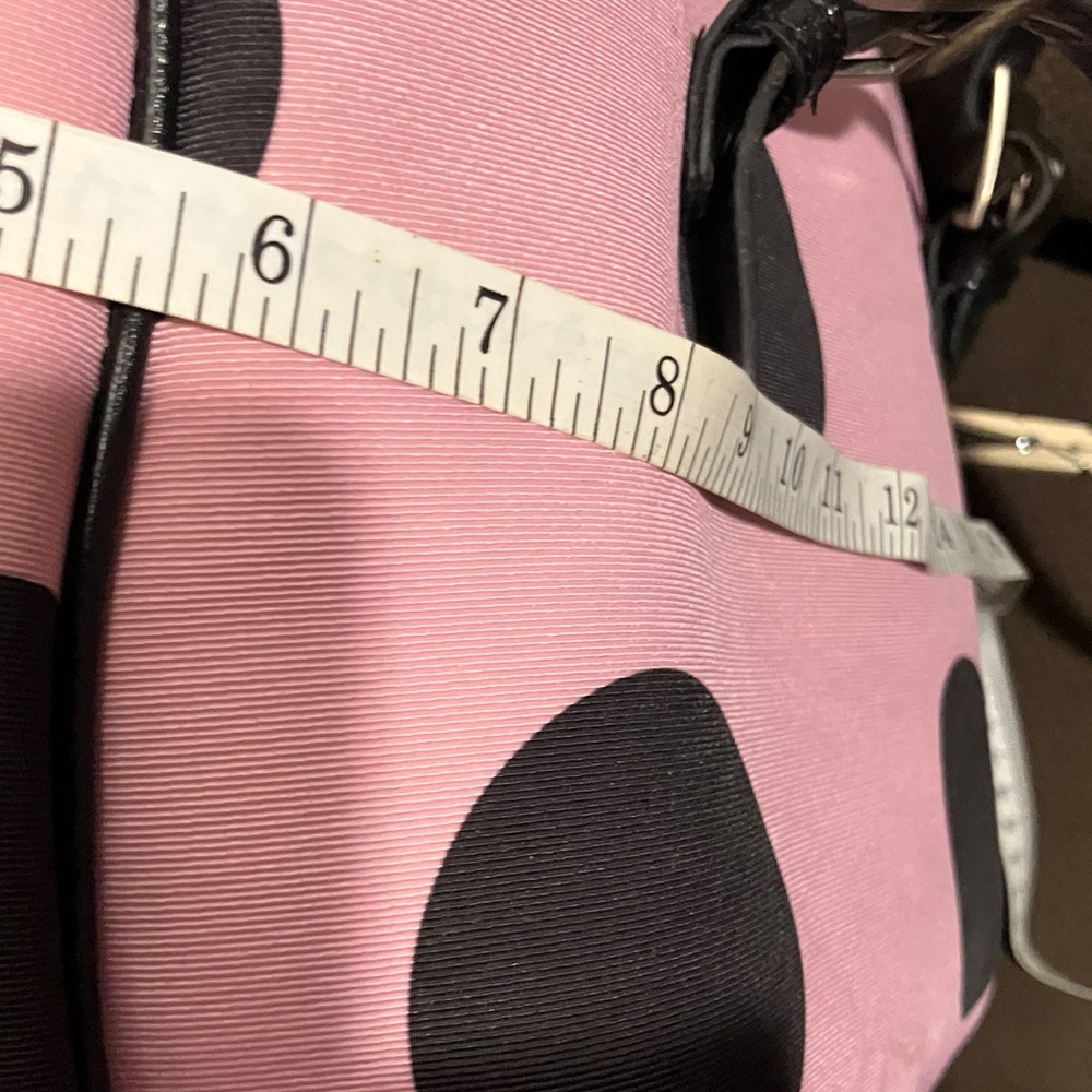 Pink Polka Dot Women's Satchel Bag with Black Accents - Picture 8 of 14